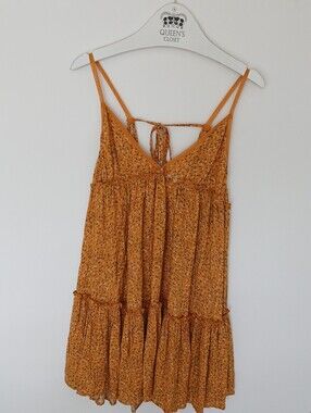 Wild Fable Orange Floral Print Loose Fit Sleeveless Sun Dress NWT - Large